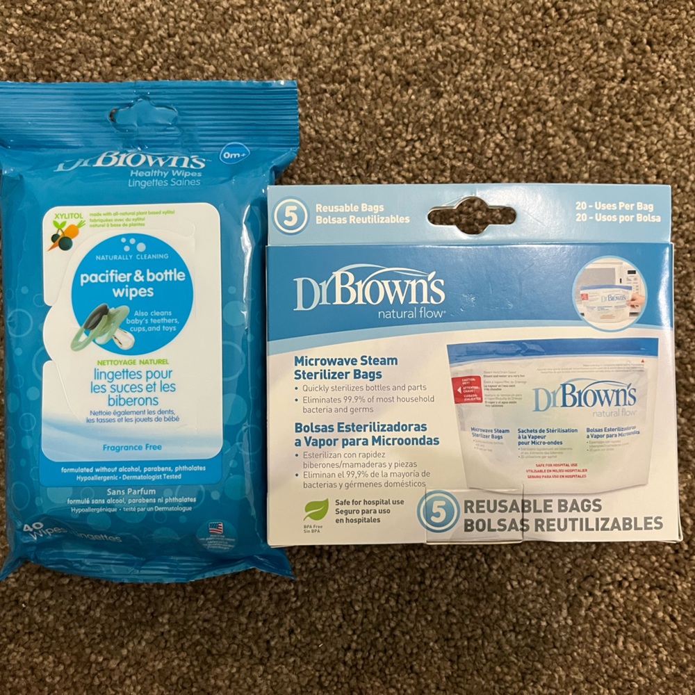 Dr browns sterilizer bags and pacifier wipes